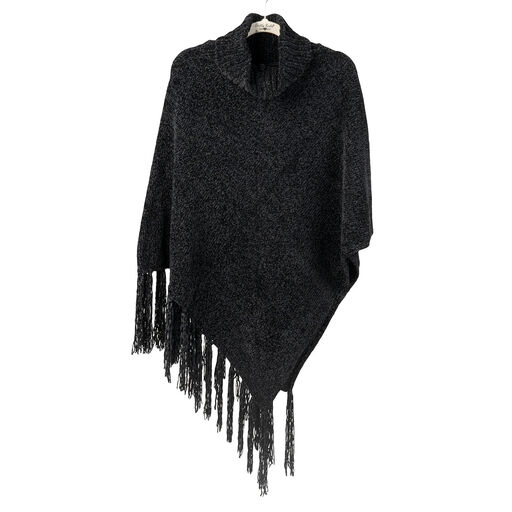 Britt’s Knits Black Cowl Neck Poncho, Black