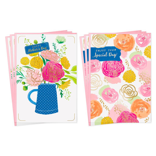 Flowers and Teapot Assorted Mother's Day Cards, Pack of 6, 