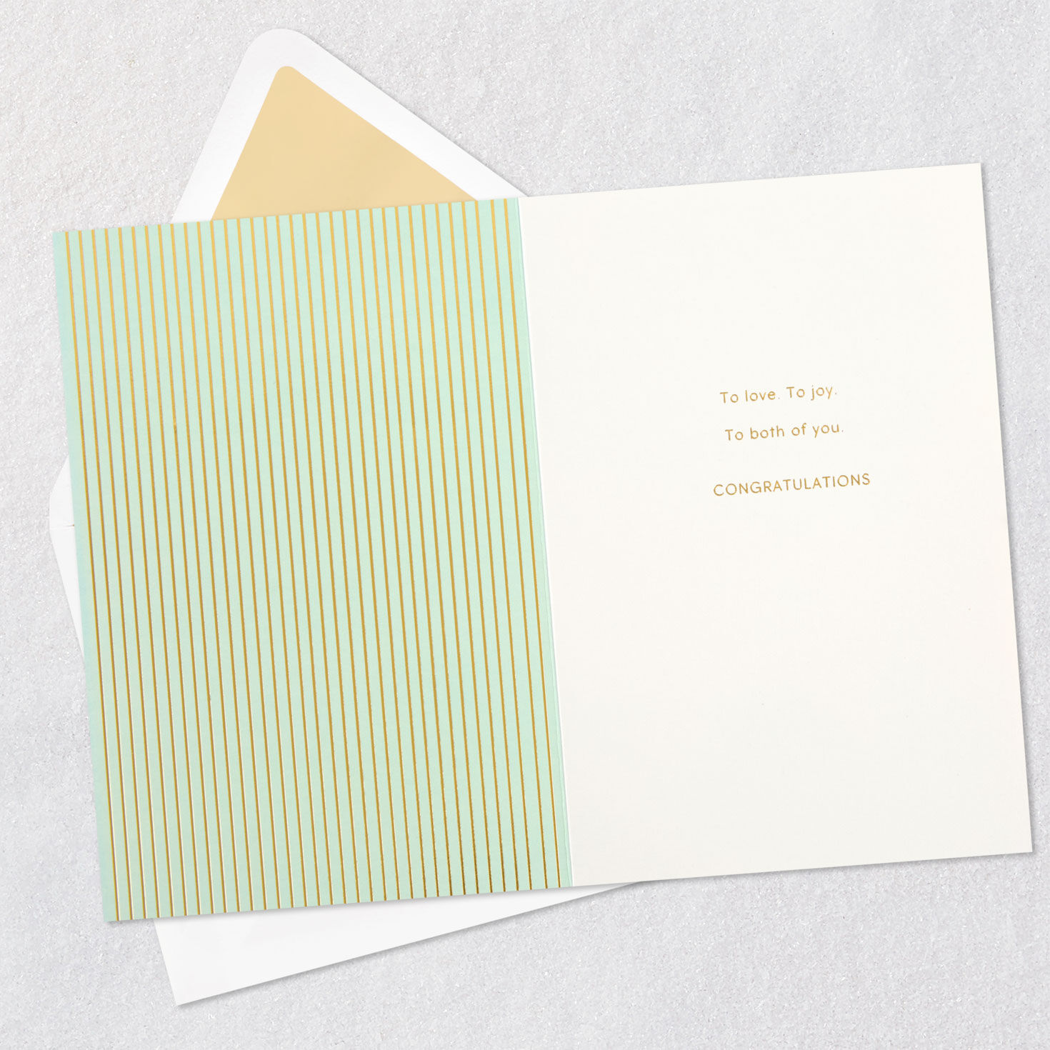 Blue, Green and White Foliage on Gold Diamond Wedding Card Sentiment image number 3