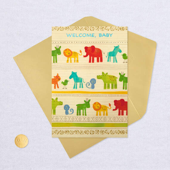 Cute Zoo Animals Welcome New Baby Card, , large image number 5