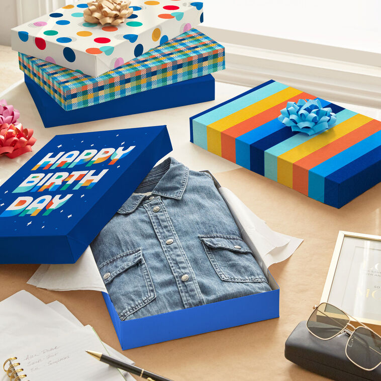 Hallmark Birthday Gift Bag Assortment – 8 Bags, Teal & Yellow, Dots & Stripes, 3 Sizes