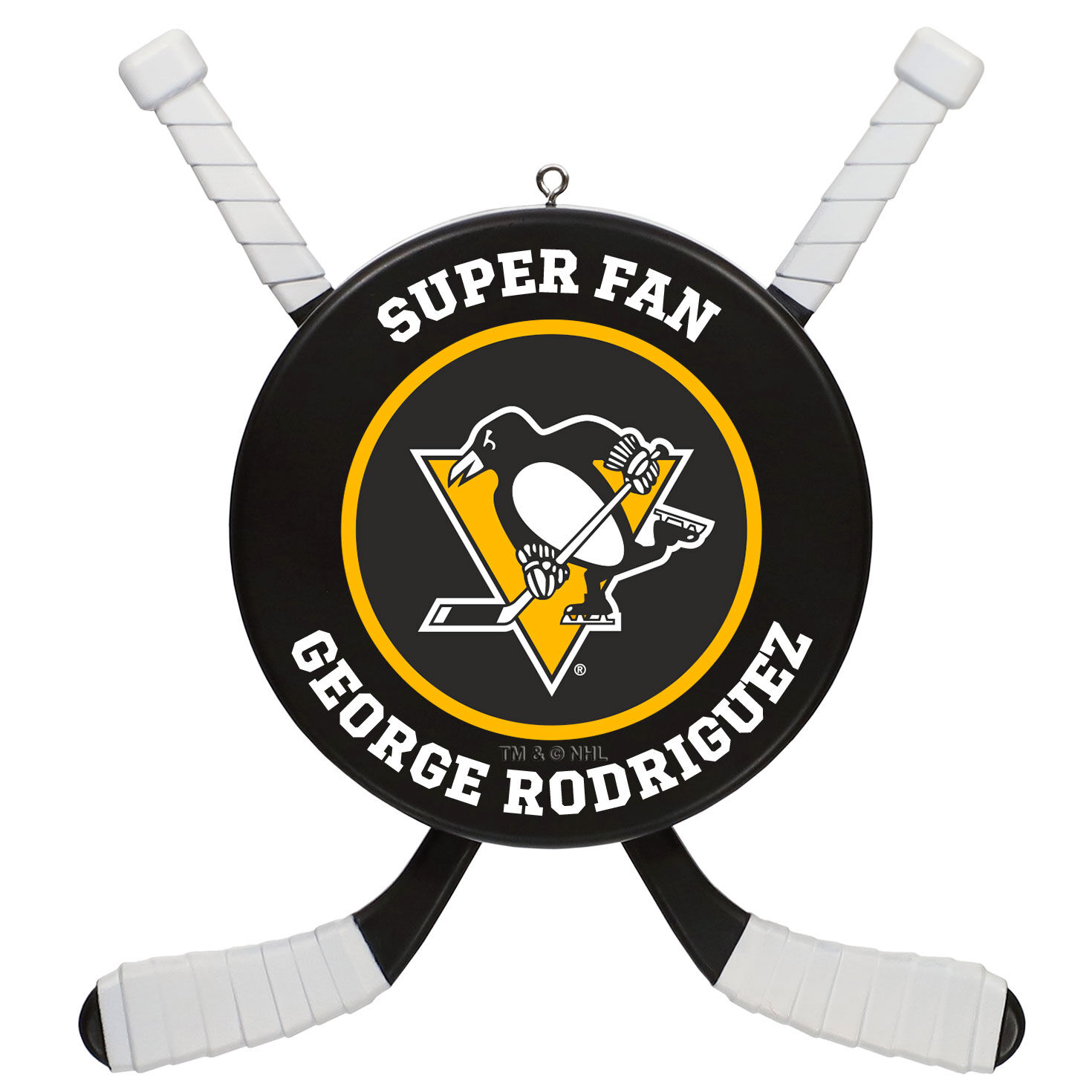 NHL Pittsburgh Penguins® Hockey Personalized Ornament, Custom Text