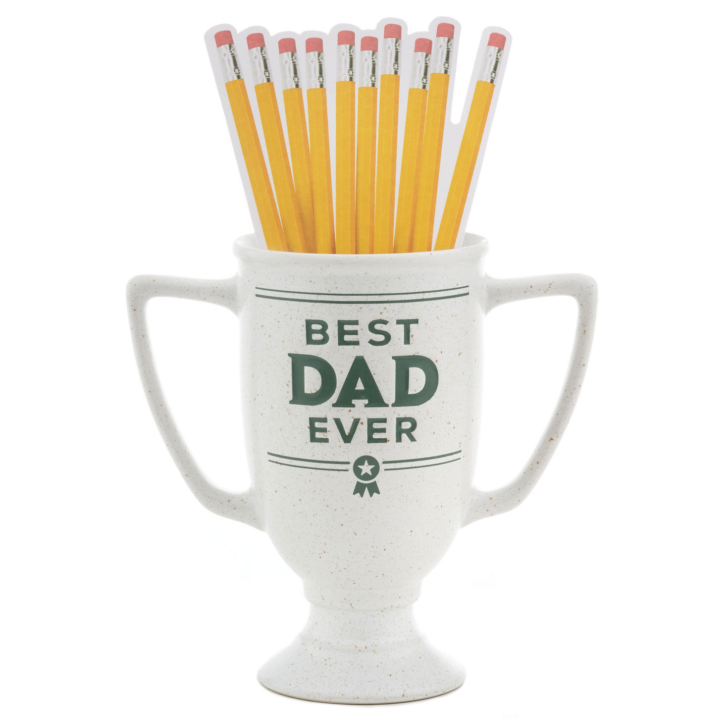 Trophy-Shaped Ceramic Pen and Pencil Holder for Dad in use image number 4