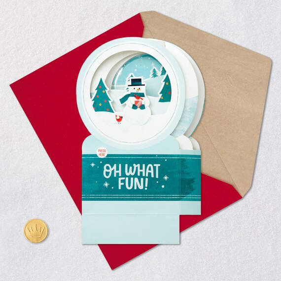 Snowman Snow Globe Musical 3D Pop-Up Christmas Card With Motion, , large image number 6