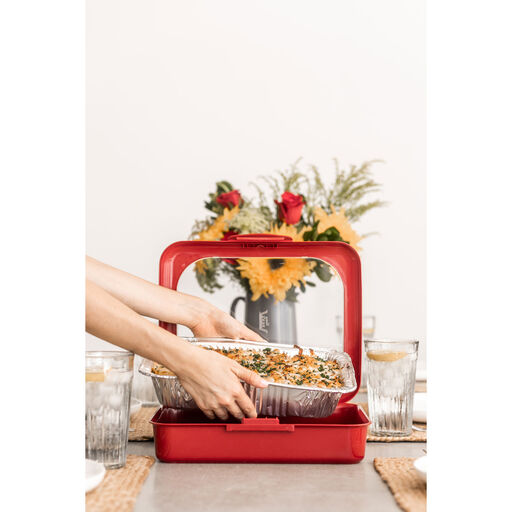 Red Fancy Panz Rectangle Foil Pan 2-in-1 Deep Serving Tray, 