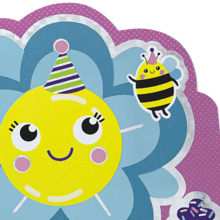 Smiling Flower and Bees Kids Birthday Card Card Front Detail image number 4