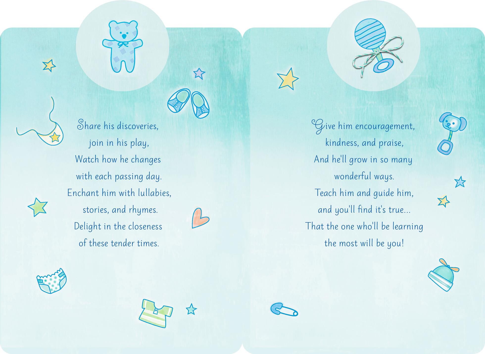 Welcome With a Kiss and Hug New Baby Boy Card