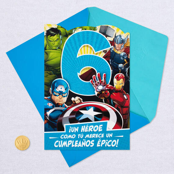 Marvel Avengers Spanish-Language 6th Birthday Card With Stickers, , large image number 6