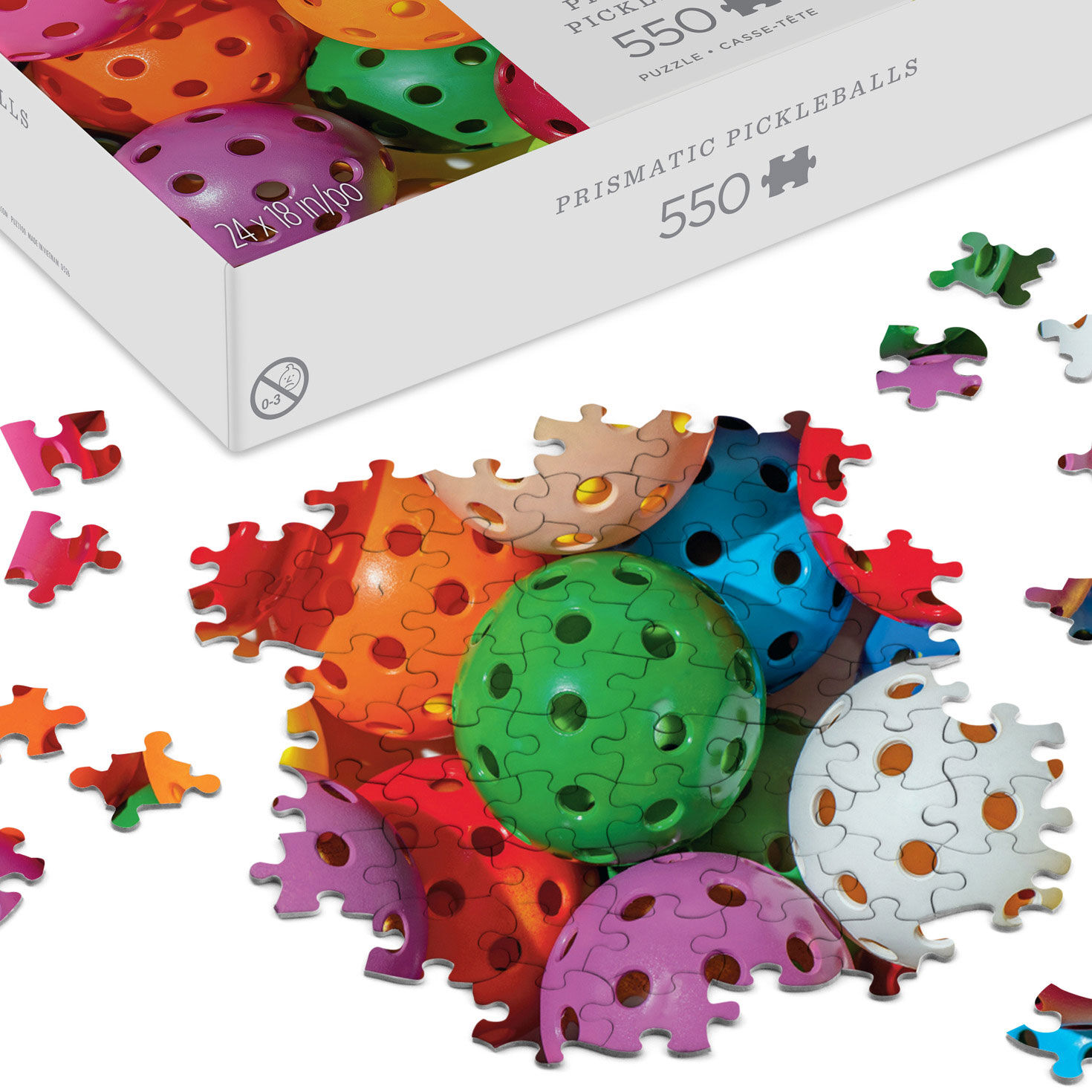 Colorful Pickleballs Jigsaw Puzzle upclose view image number 3