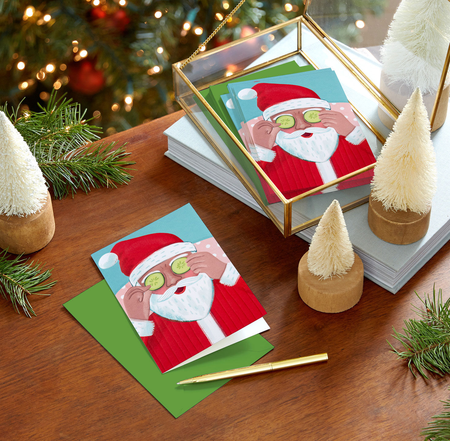 Self-Care Santa Packaged Christmas Cards, Set of 5, , large image number 8