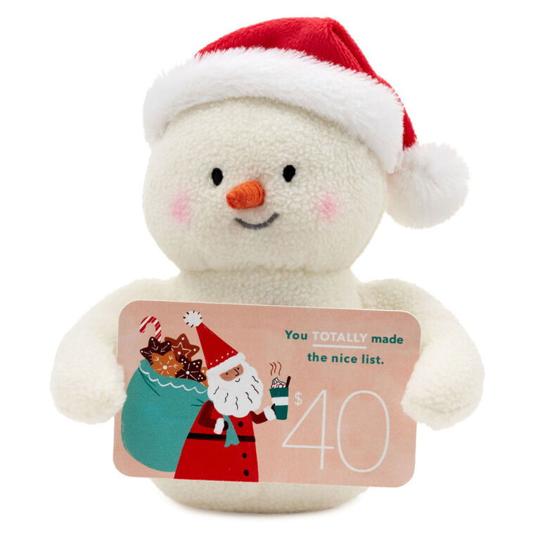 Snowman in Santa Hat Plush Gift Card Holder, 5"
