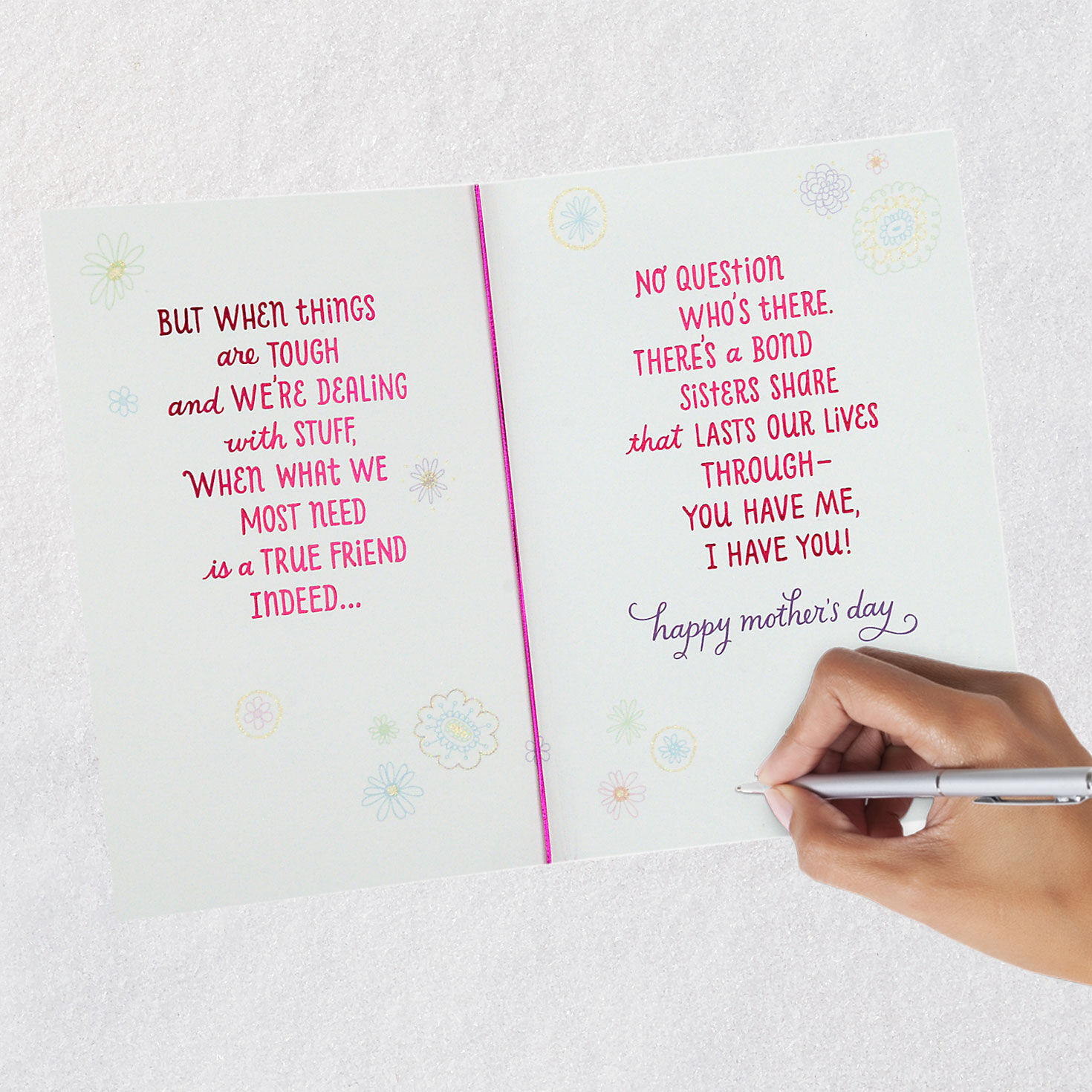 Lettering and Flowers Sister Mother's Day Card signing card image number 5