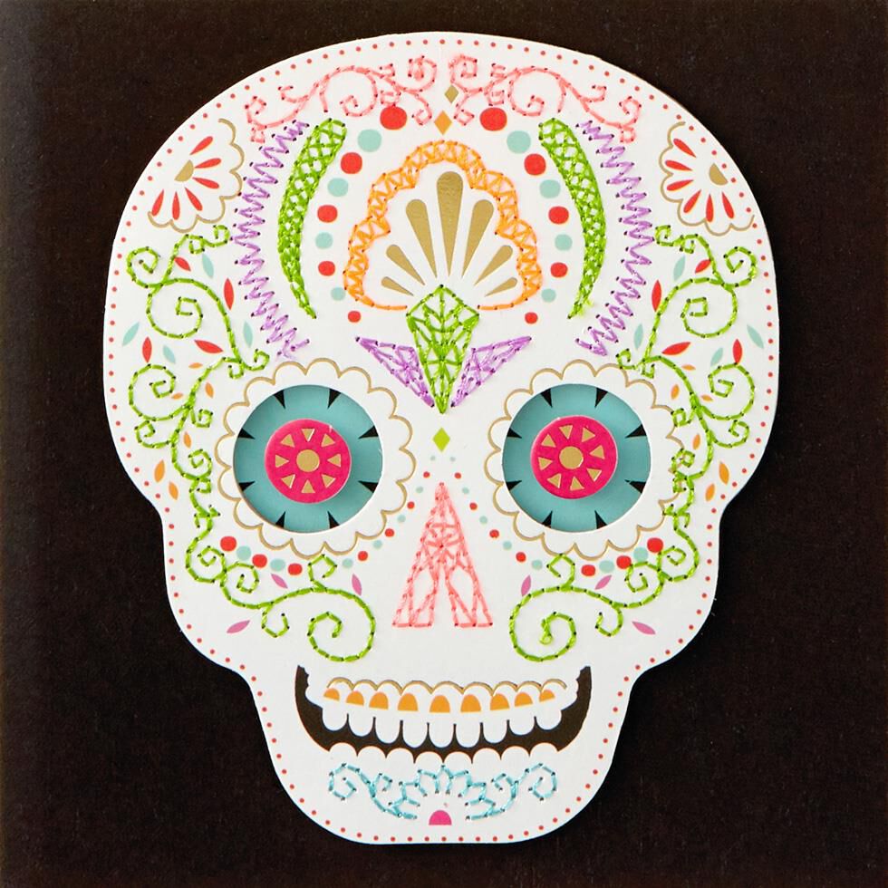Embroidered Sugar Skull Blank Card