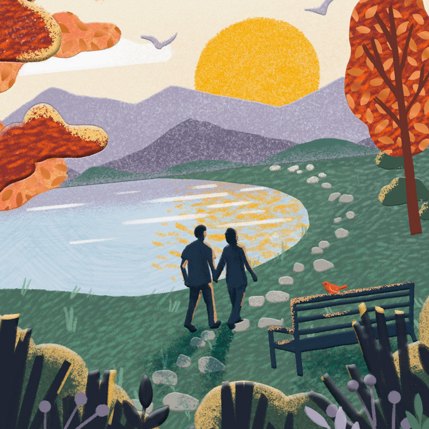 Autumn Lake Scene Religious Thanksgiving Card for Wife Card Front Detail image number 5