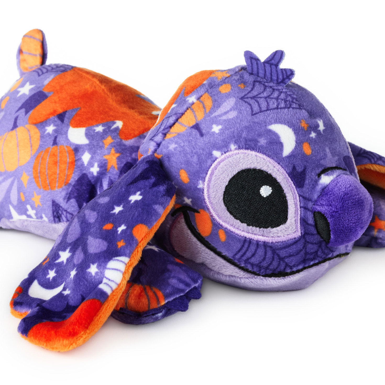 Disney Stitch Purple Orange Halloween Floppy Plush upclose detail image number 4