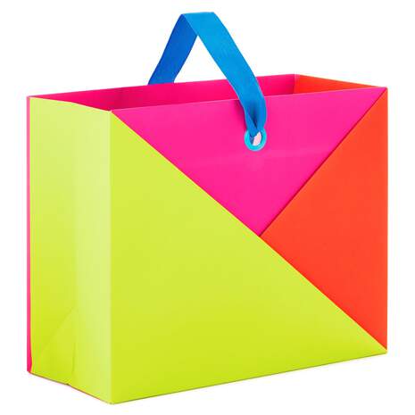 7.7" Horizontal Warm Color Block Gift Bag, , large