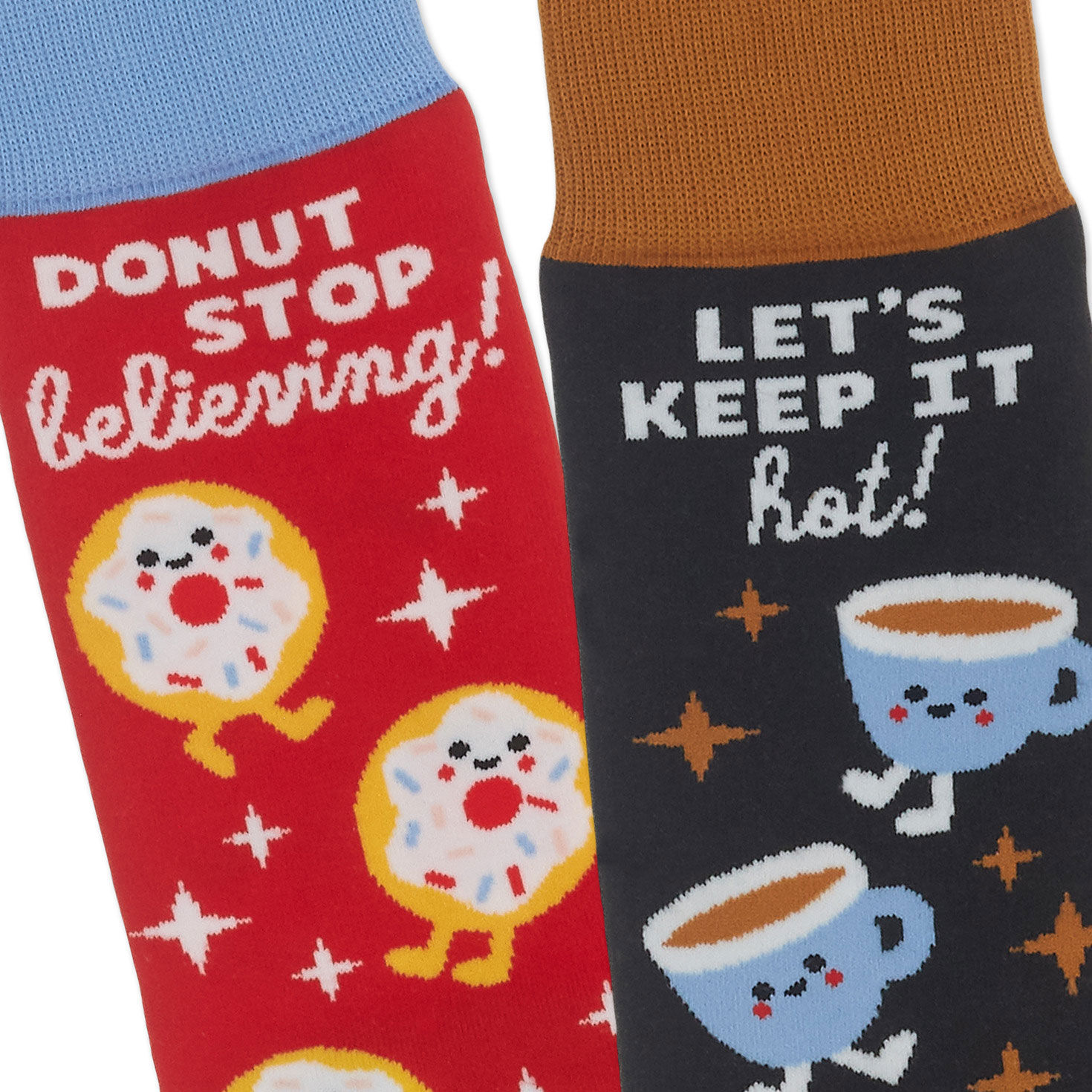 Donuts and Coffee Mismatched Novelty Crew Socks  image number 3