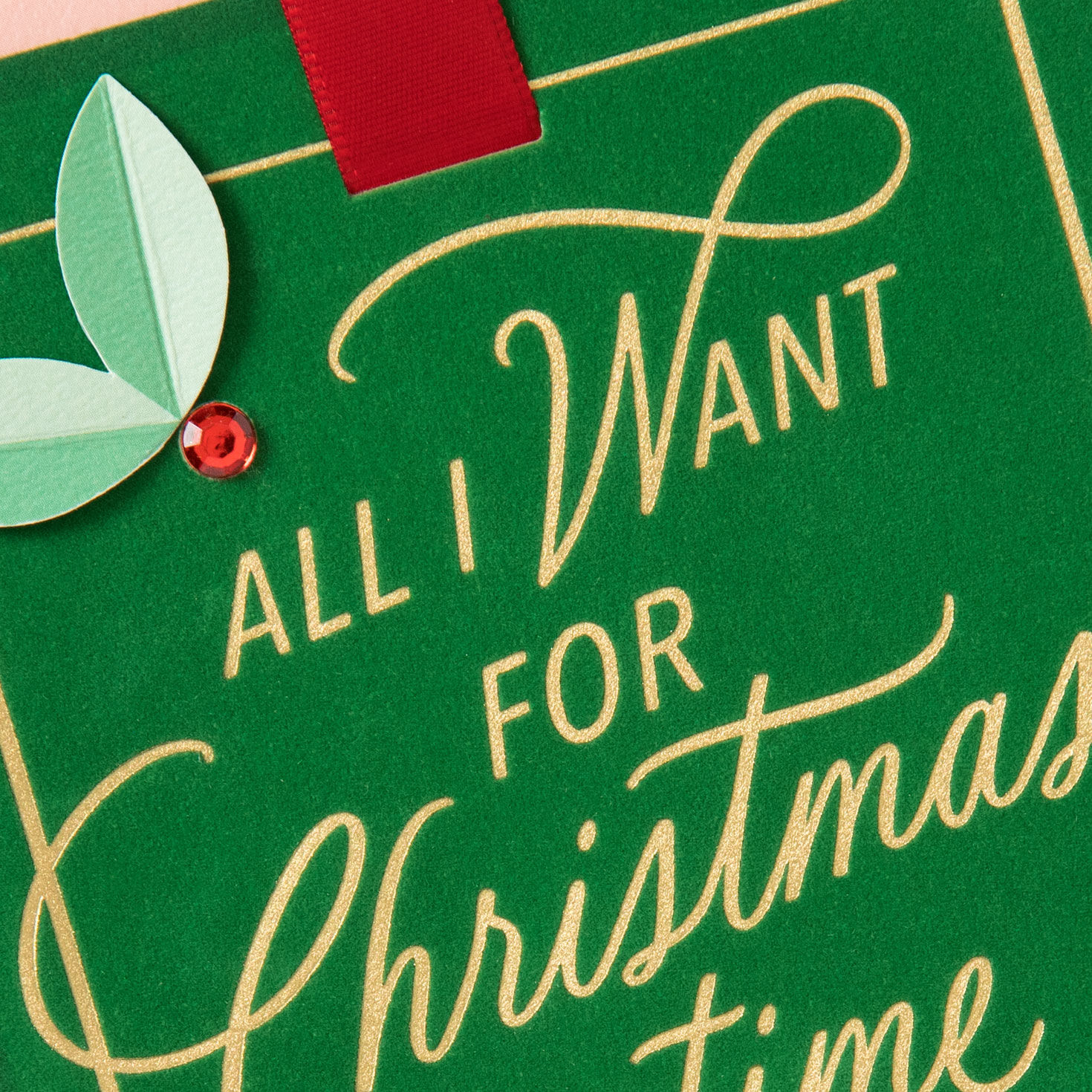 Gold Foil and Greenery Love Christmas Card Card Front Detail image number 5