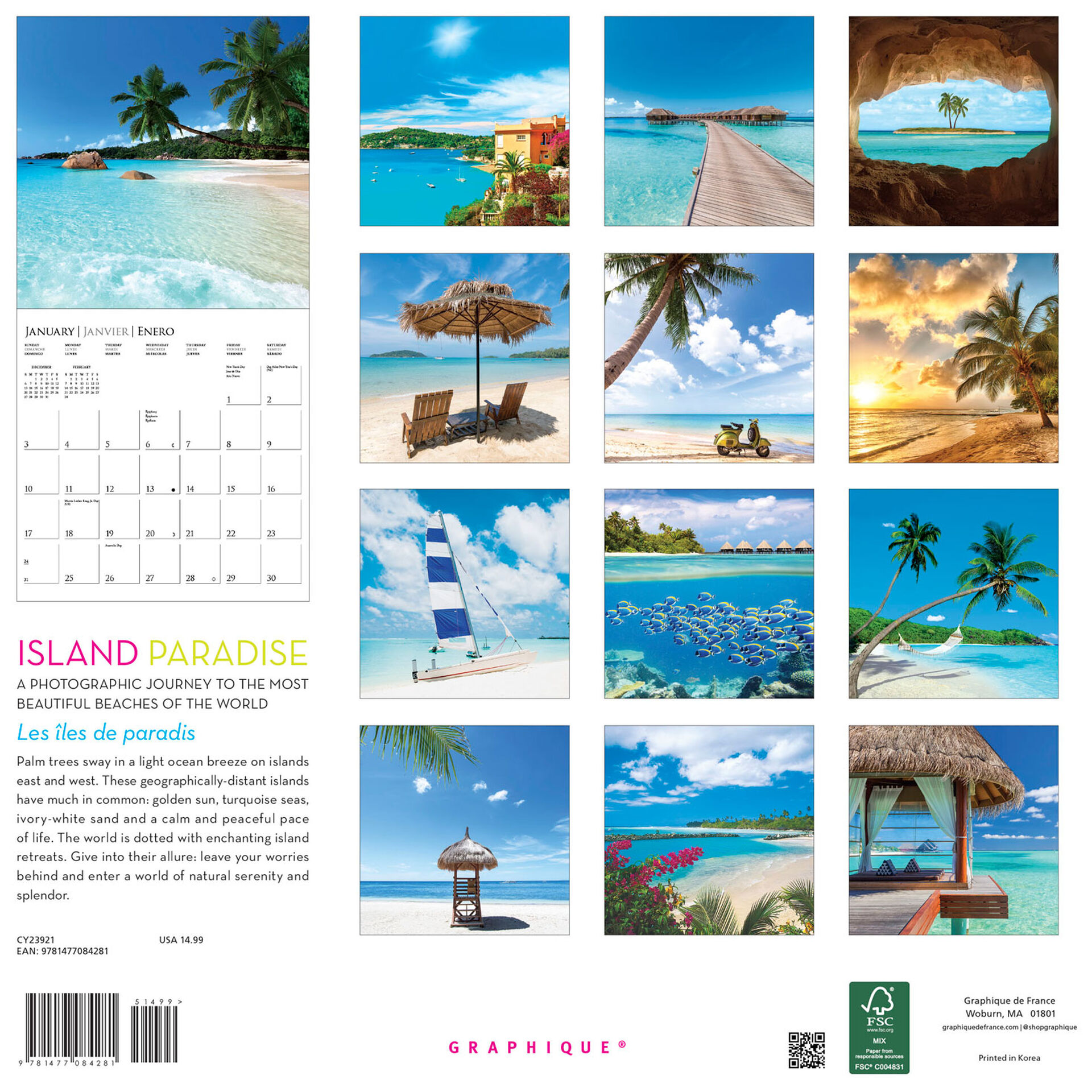 Island Paradise 2021 Wall Calendar, 16Month Calendars & Planners