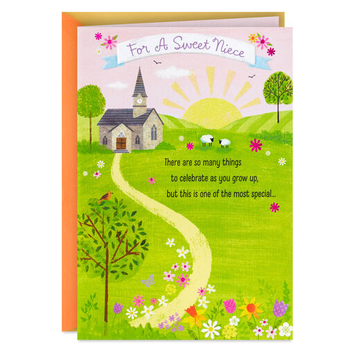 Many Things to Celebrate Religious First Communion Card for Niece, 