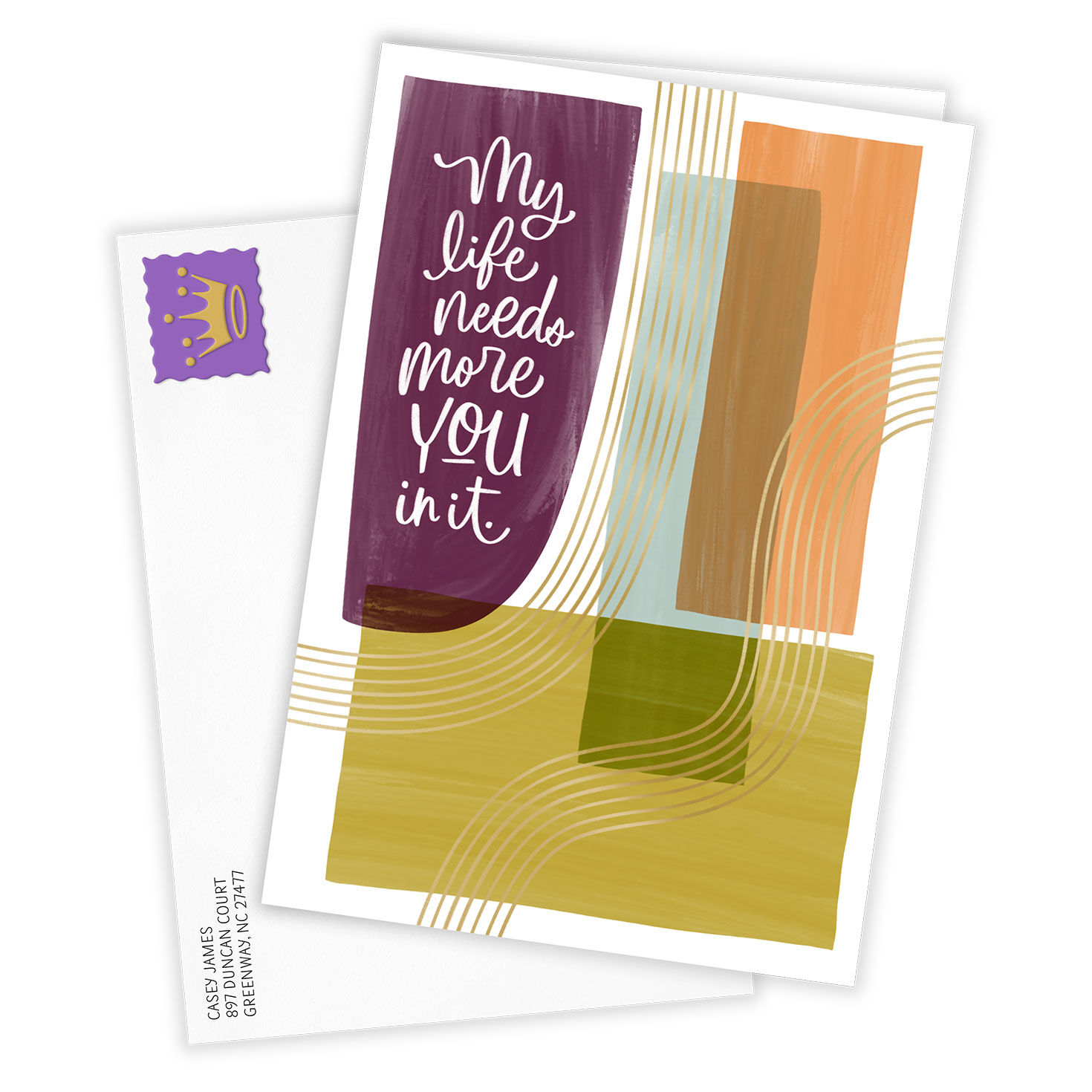Muted Shapes Personalized Missing You Card Card Front with Envelope image number 2