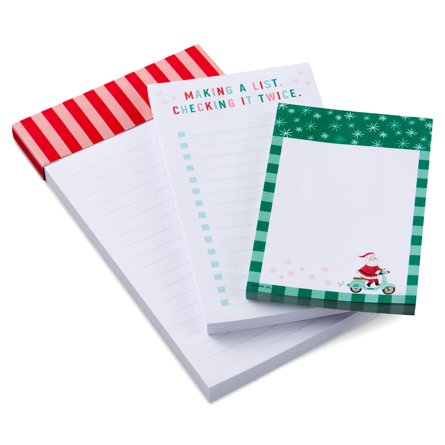 Vintage Santa Making a List Assorted Holiday Note Pad Set, Pack of 3