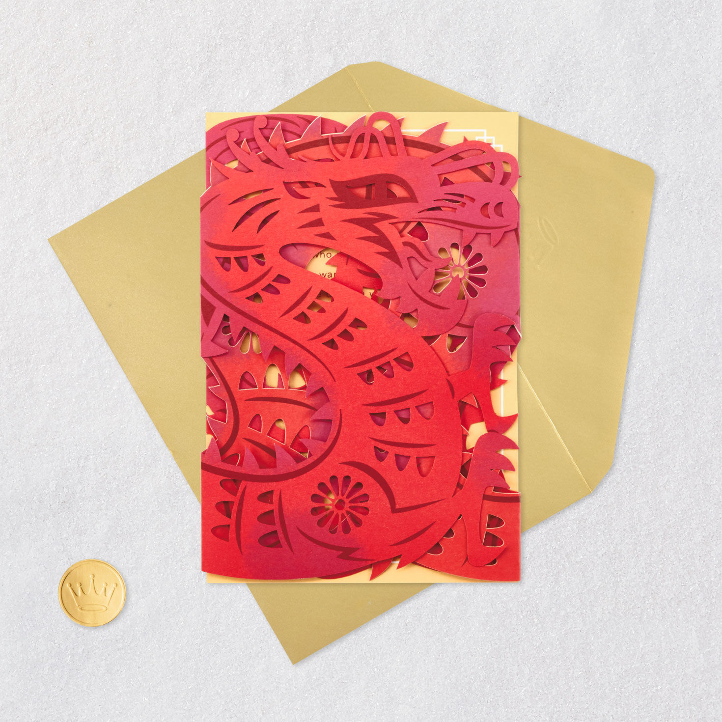 Red Dragon Chinese Zodiac Birthday Card Card Front with Envelope and Gold Seal image number 6