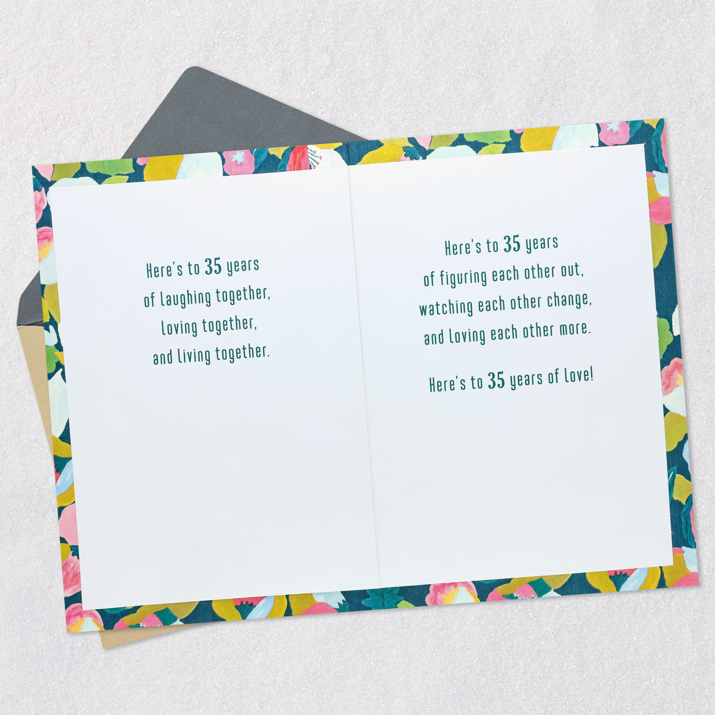 Floral 35th Anniversary Card for Couple Open card with envelope image number 4