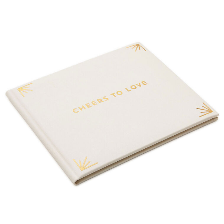Cheers to Love Gold on Cream Linen Guest Book
