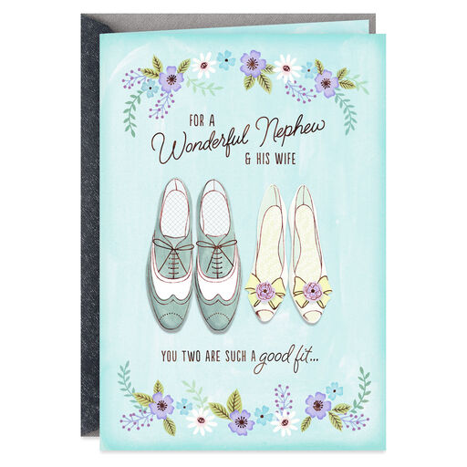A Good Fit Wedding Card for Nephew and His Wife, 