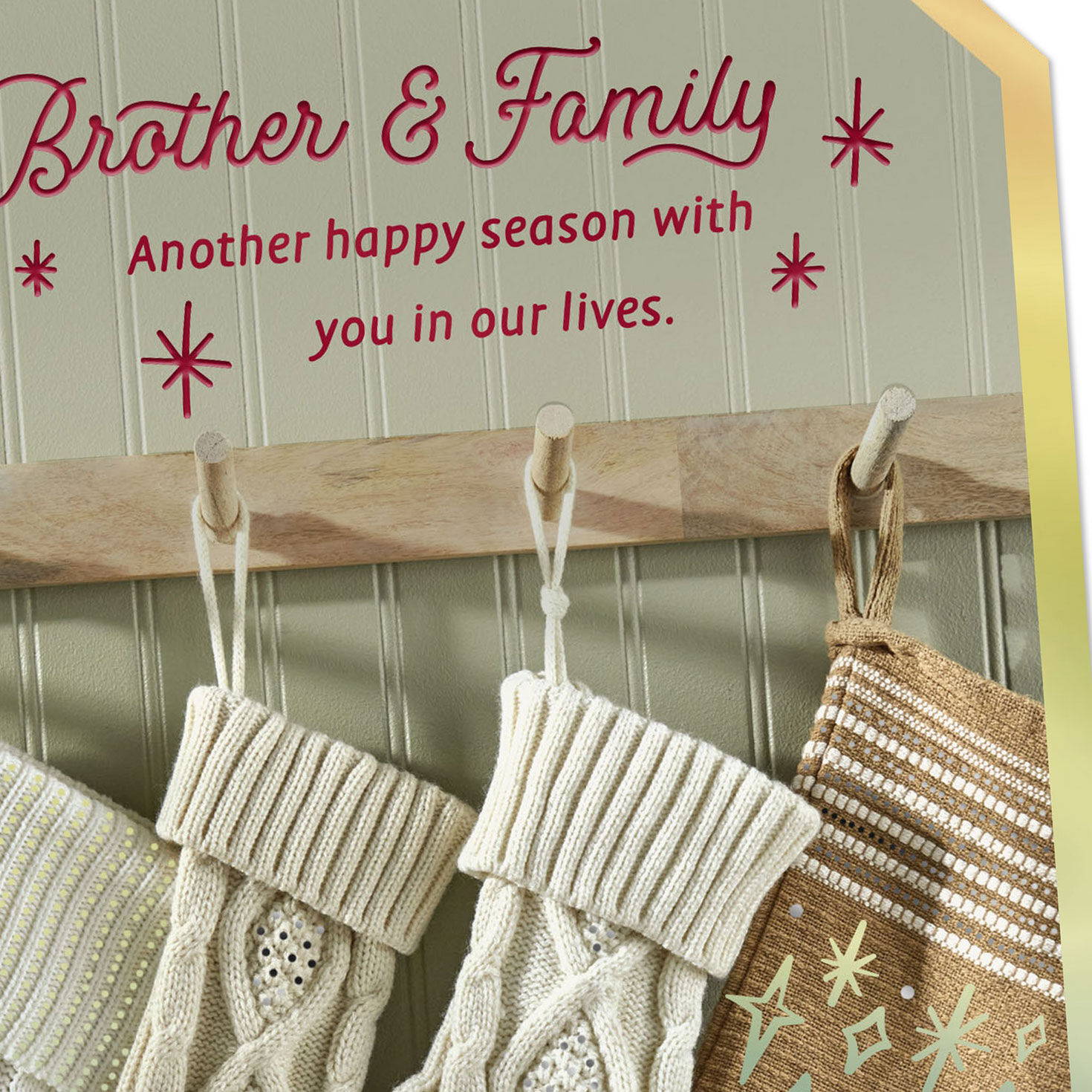 Stockings Holiday Card for Brother and Family Card Front Detail image number 4