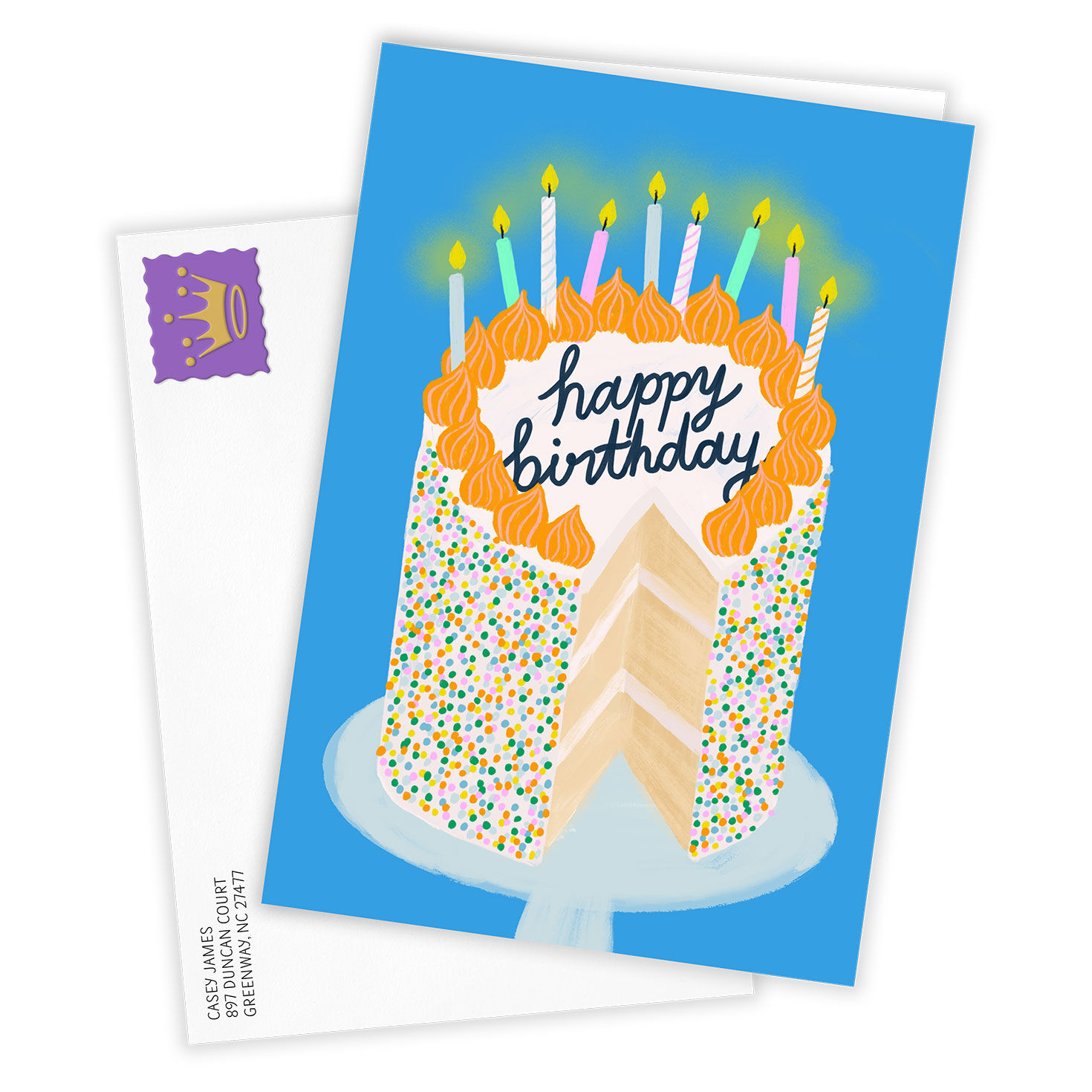 Cake and Candles Custom Birthday Card - Greeting Cards