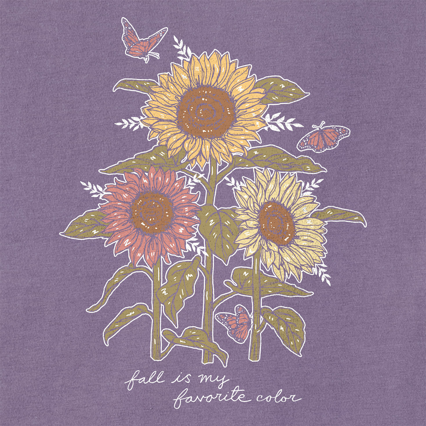 Life Is Good Women’s Fall Favorite Sunflowers Purple Short Sleeve T-Shirt for only USD 29.50 | Hallmark
