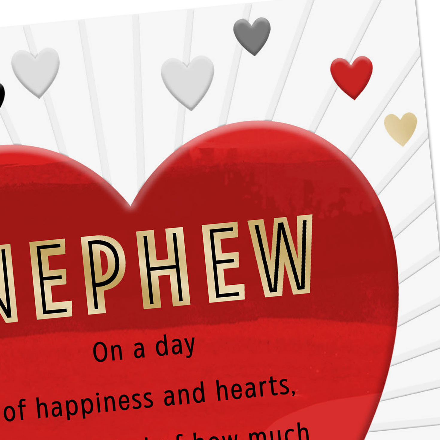 Hearts and Rays Nephew Valentine's Day Card Card Front Detail image number 4