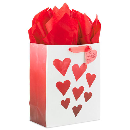 13" Ombré Hearts Large Valentine's Day Gift Bag With Tissue Paper, 