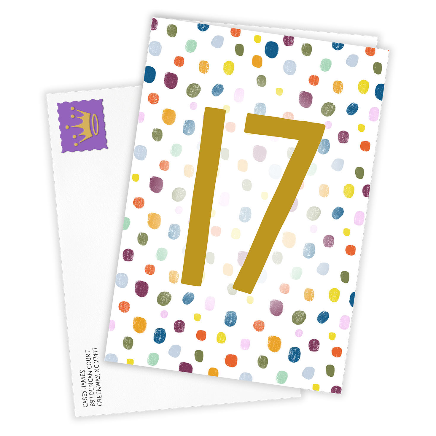 Personalized Colorful Confetti Number Milestone Card  image number 2