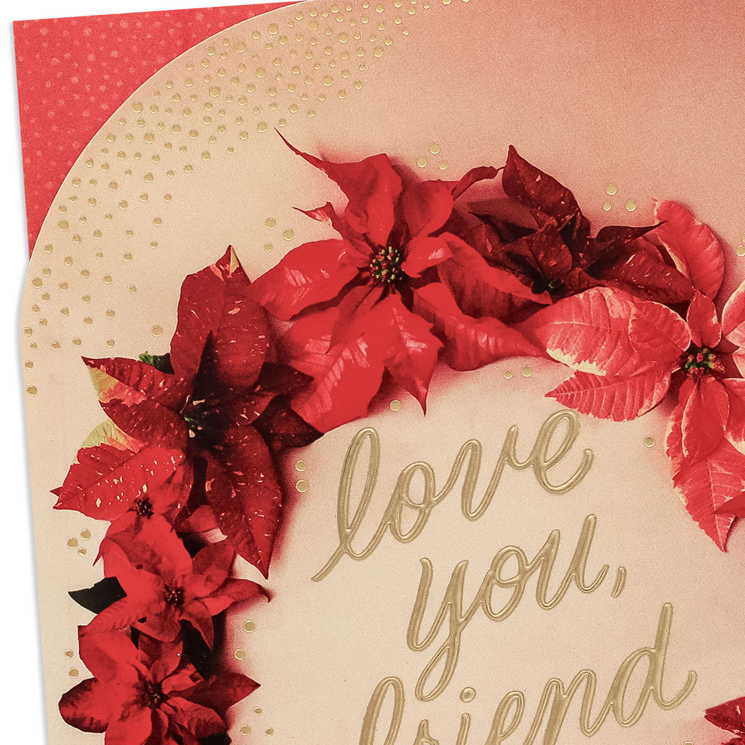 Poinsettia Wreath Christmas Card for Friend Card Front Detail image number 5