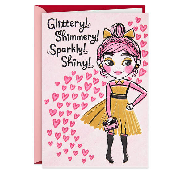 Fabulous Day Girl With Hearts Valentine's Day Card, , large image number 1