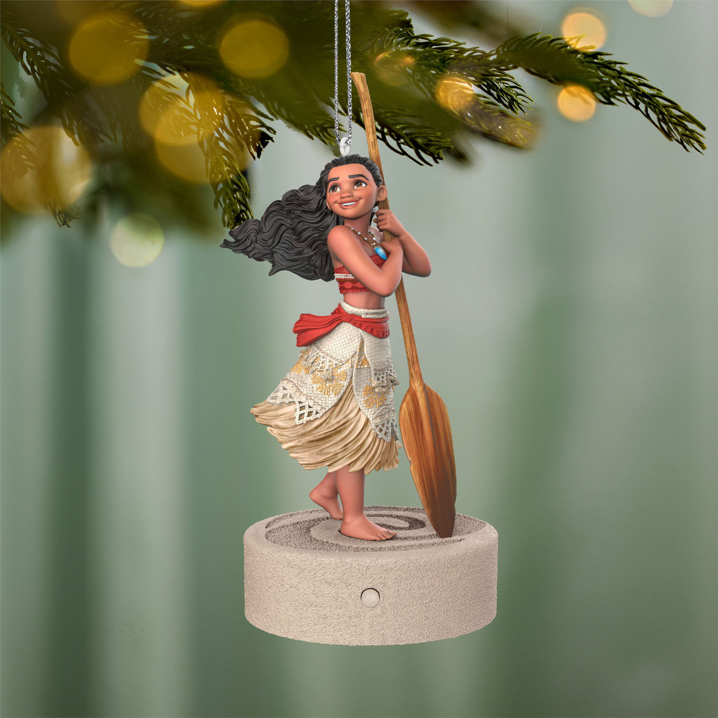 Disney Moana With Oar Keepsake Ornament hanging on tree image number 2