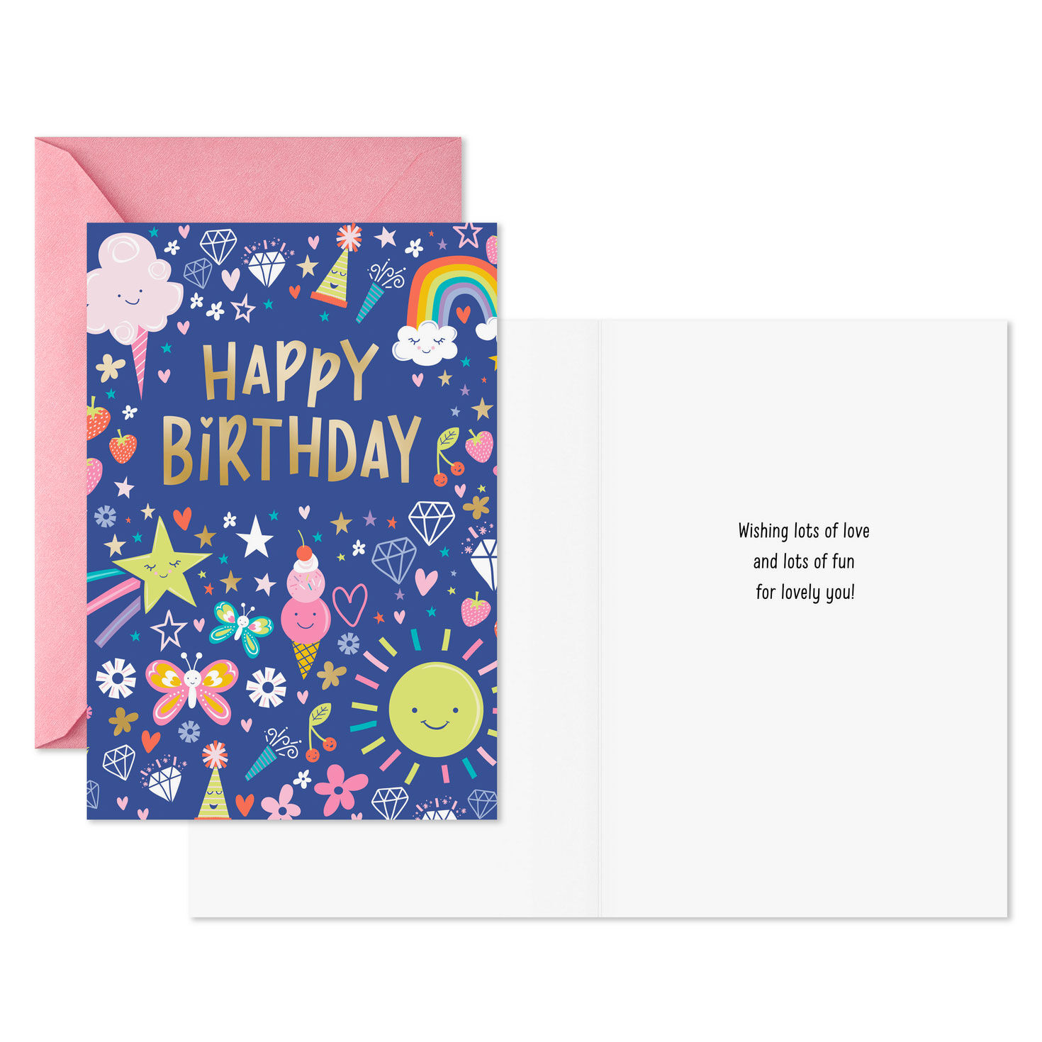 Unicorn and Ice Cream Girl Birthday Cards Pack Card Front with Sentiment image number 2