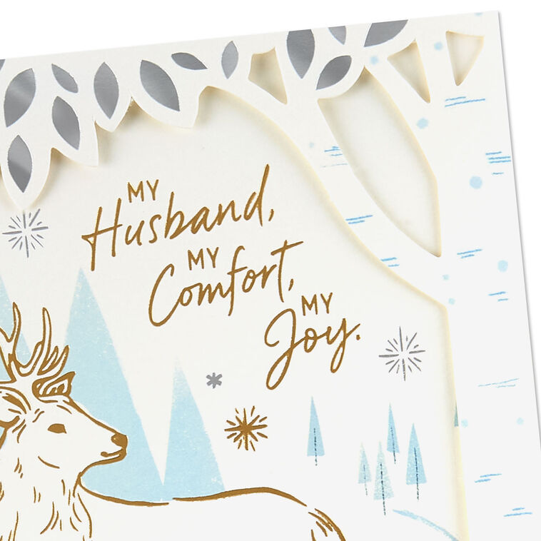 Buck Deer in Woods Husband Christmas Card Card Front Detail image number 5