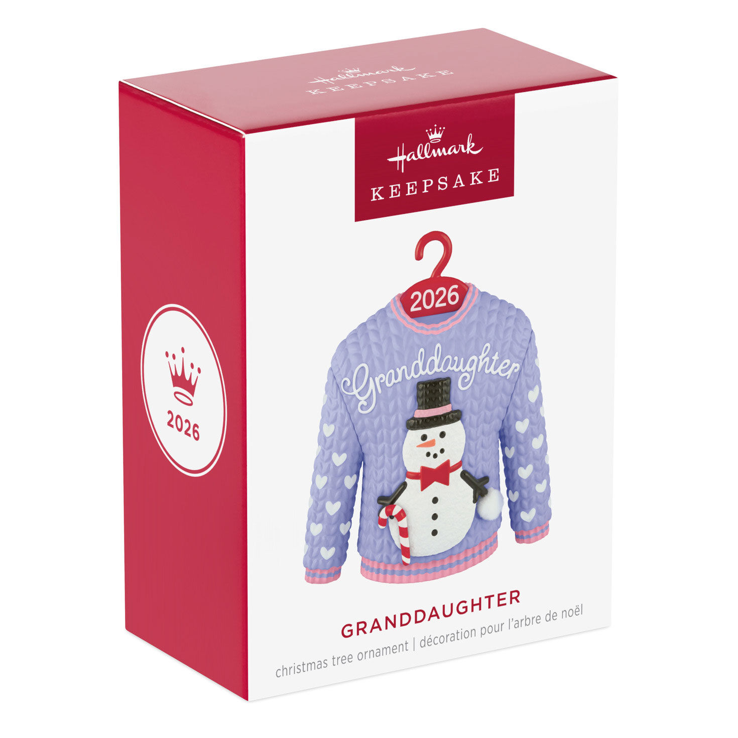 Granddaughter Snowman Purple Sweater Ornament package front image number 7