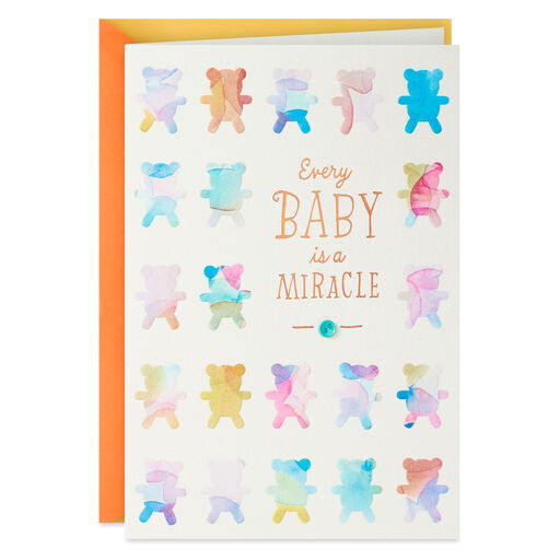 Watercolor Teddy Bears New Baby Card, 