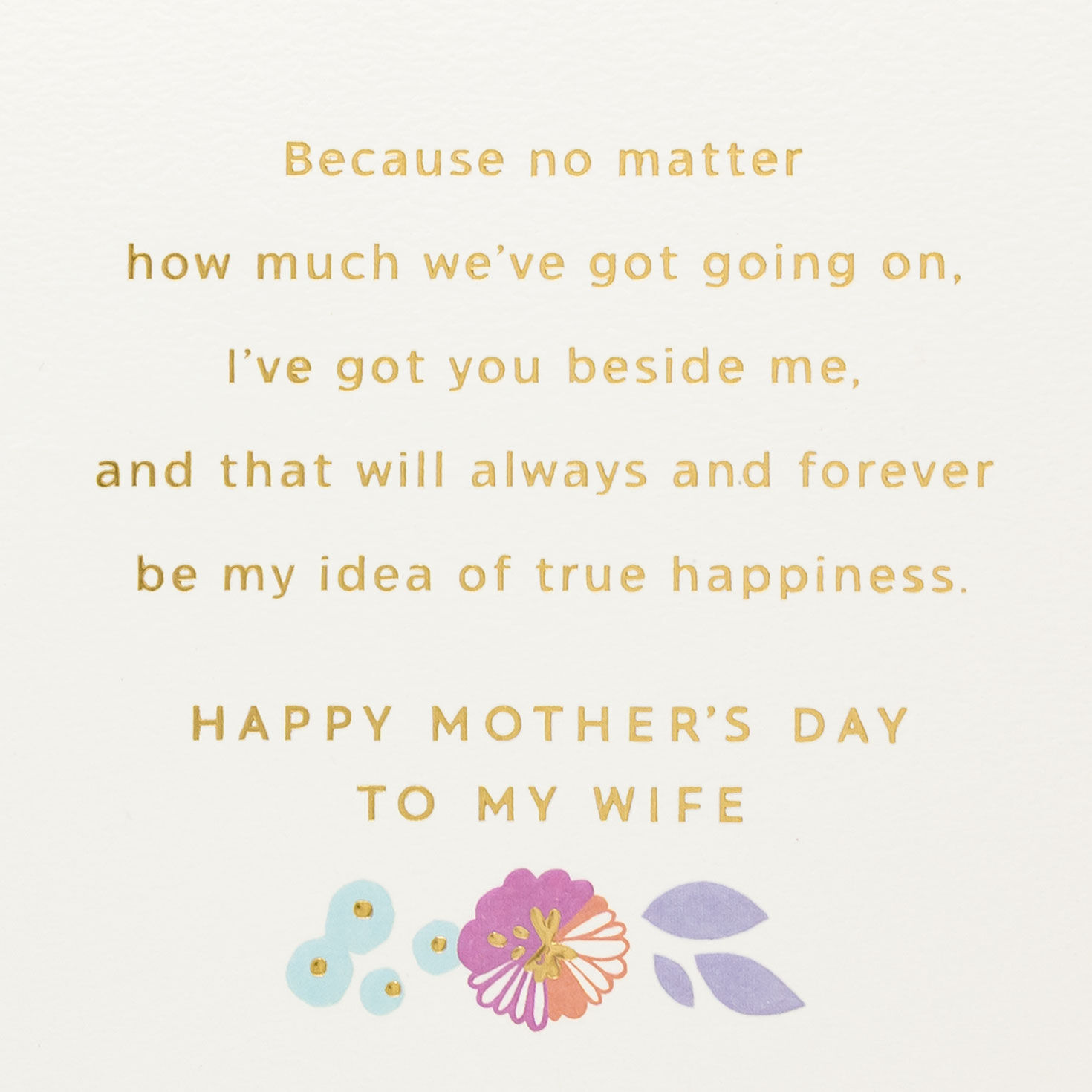 Pink Flowers on Purple Mother's Day Card for Wife Sentiment image number 3