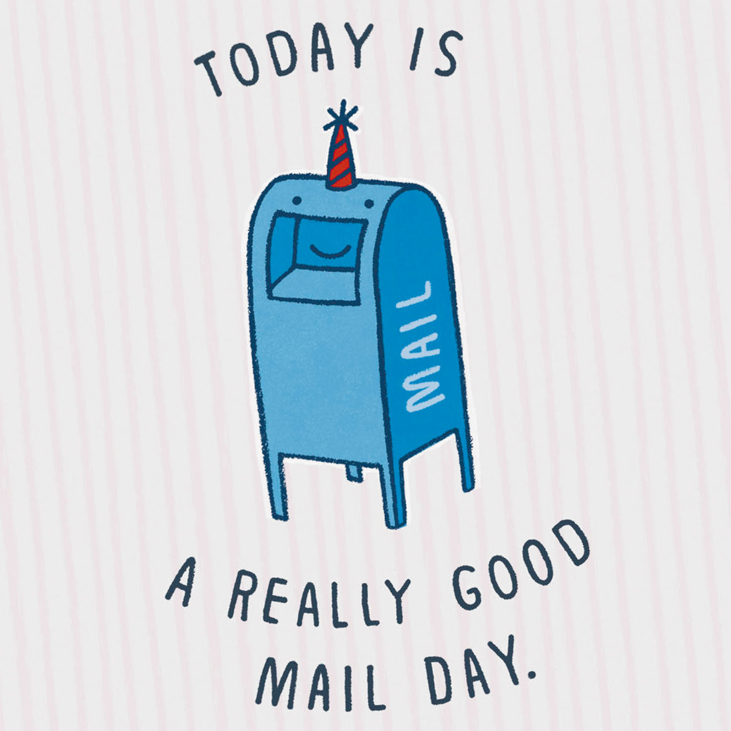 Smiling Blue Post Office Mailbox Funny Blank Card Card Front Detail image number 3