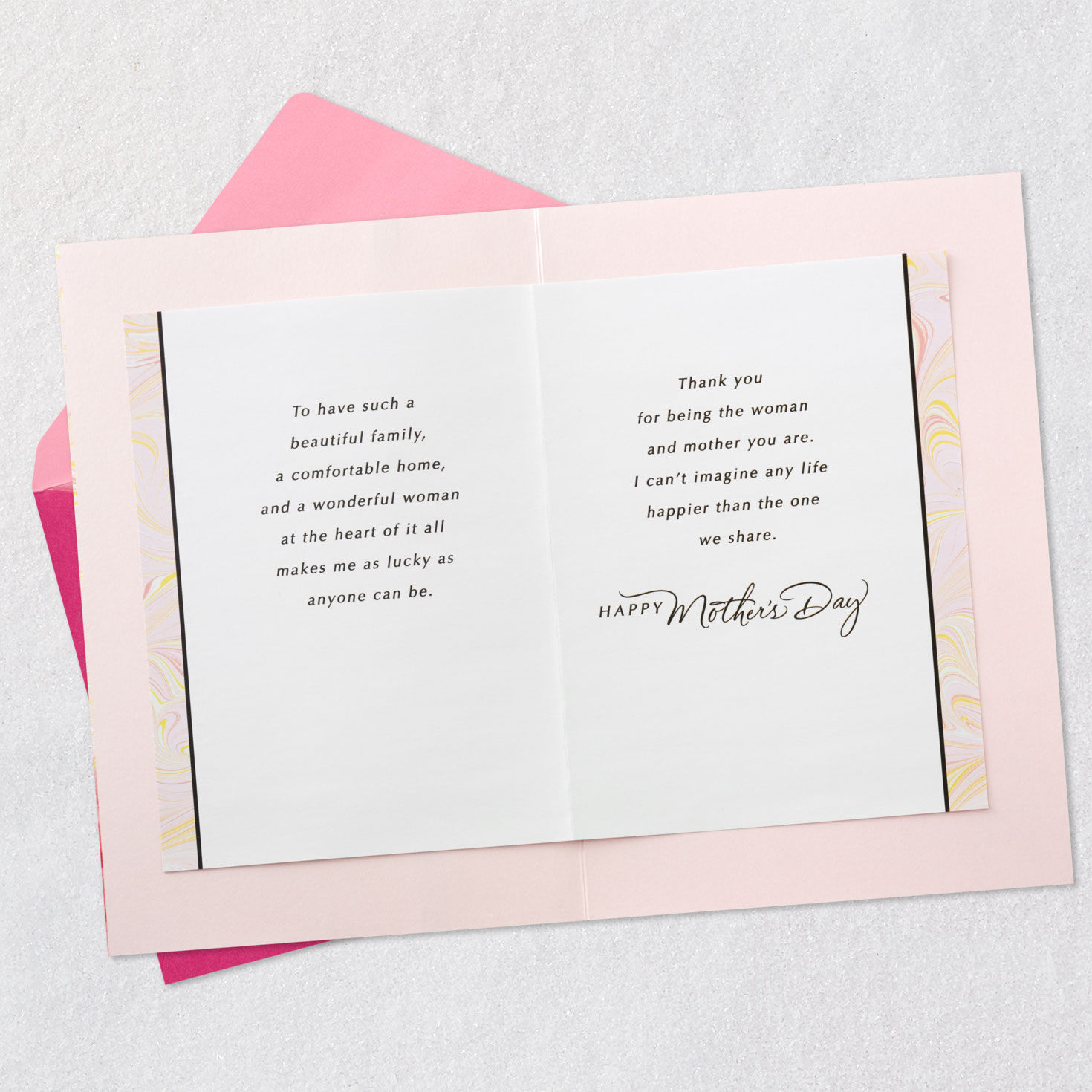 Elegant Pink Flowers Mother's Day Card for Wife Open card with envelope image number 4