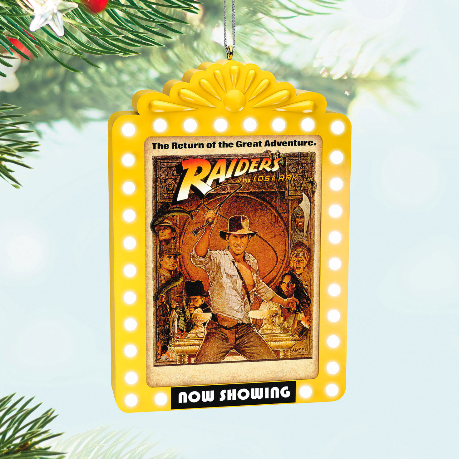 Raiders of Lost Ark Movie Poster Marquee Ornament hanging on tree image number 2