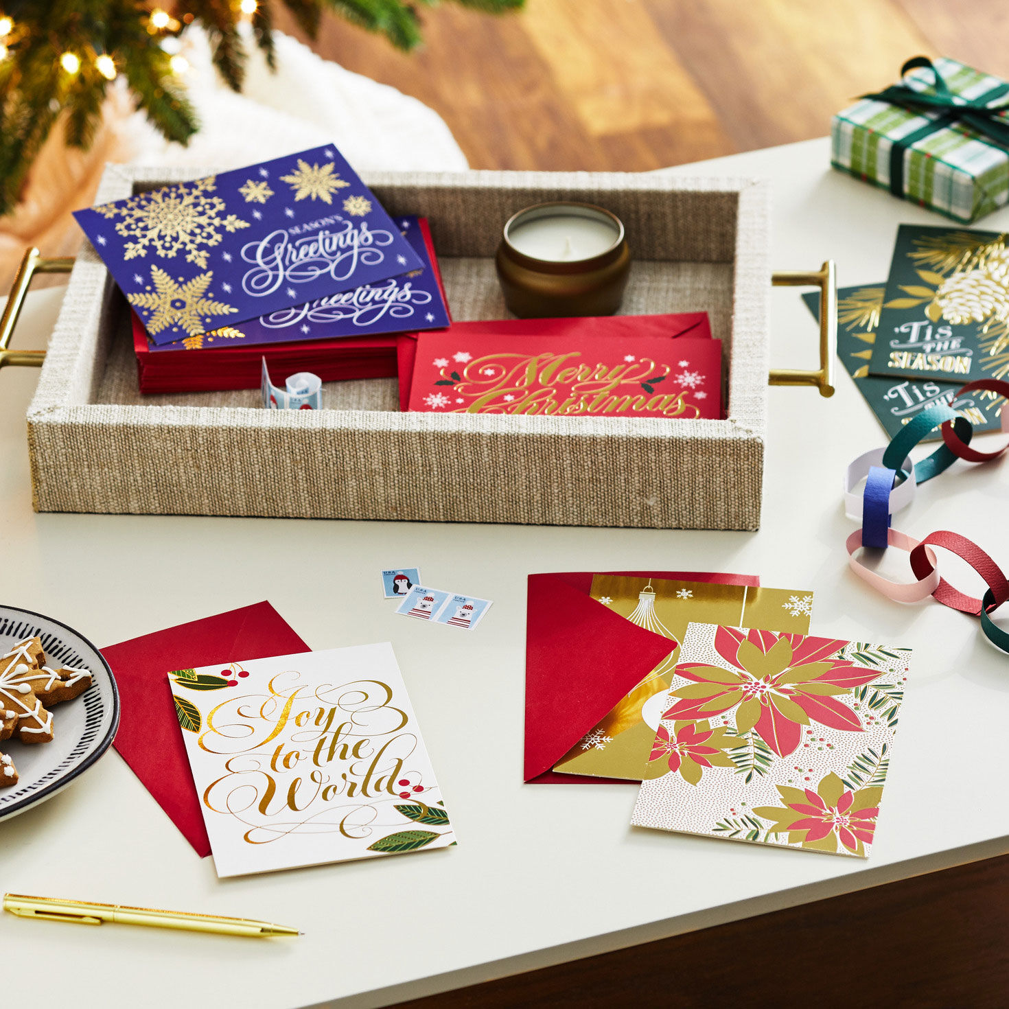 Gold Foil Classic Assorted Boxed Christmas Cards in use image number 8