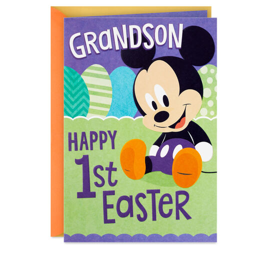 Disney Mickey Mouse and Eggs First Easter Card for Grandson, 