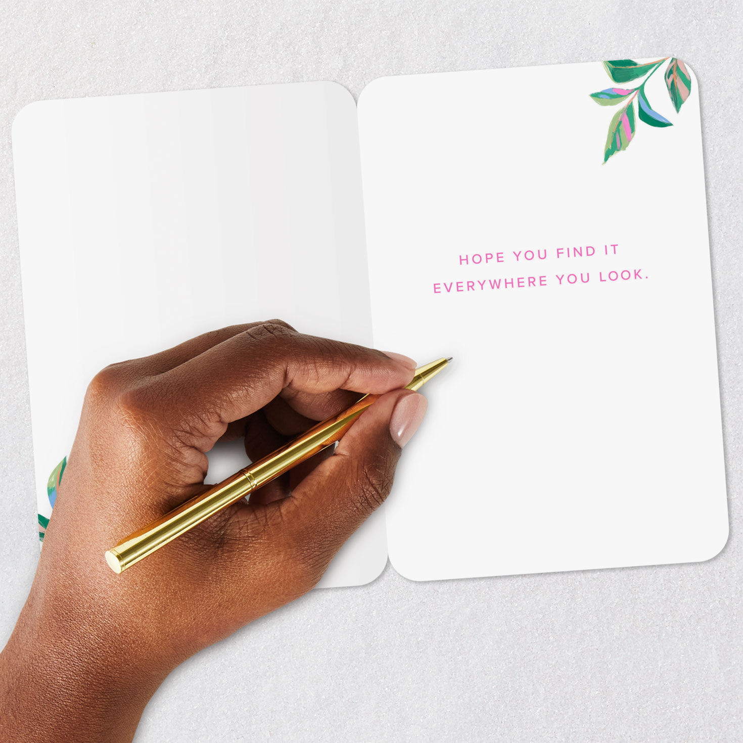 Botanical Heart Wreath on Pink Encouragement Card Signing card image number 6